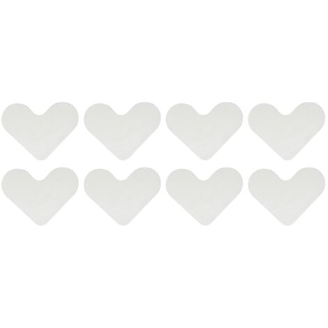 8 pièces Adhésif Tapis Lavable Réutilisable en Forme de Cœur pour Sols Durs et Carrelage Blanc