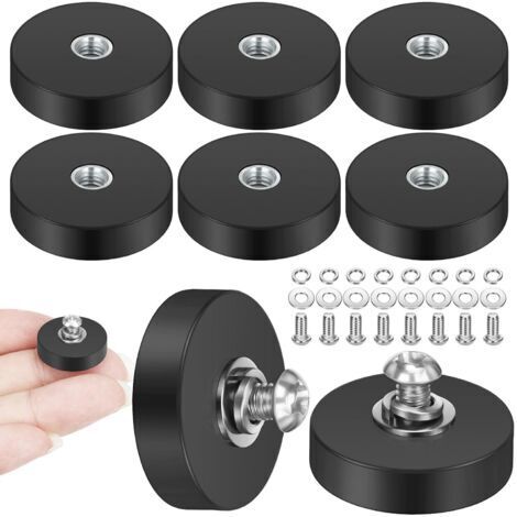 8 Pièces Aimant Puissant, 22 mm Aimant Néodyme Caoutchoutés Ronds avec Plat Filetage M4, Force de Maintien de 5,5kg, Antidérapants Aimants Puissants pour Lampes Véhicules Caoutchoutés
