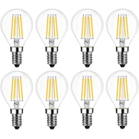 8 Pièces Ampoule LED Globe E14 4 W Dimmable G45 (G14), Équivalent lampe à incandescence Edison 60 W, Lumière chaude 3000 K