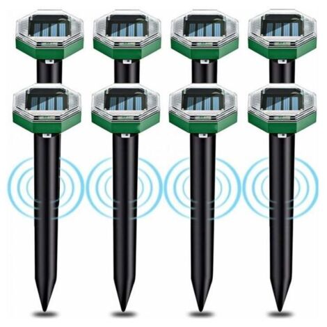 8 pièces anti-taupes à ultrasons solaires, répulsif à ultrasons solaire étanche IP65, utilisable dans les jardins, étiqueté.