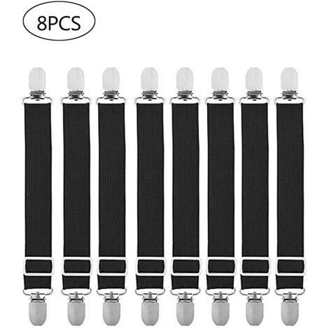 8 Pièces Attaches Élastiques pour Draps, Fixation de Housse de Matelas, Bretelles de Lit Anti-Dérapantes