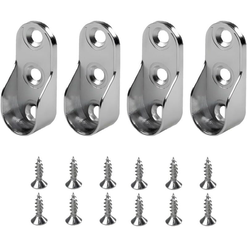 8 pièces Barre de penderie,Support Tringle,Penderie Ovale Support Barre Penderie Alliage de Zinc Nickelé pour Tringle Vetement Dressing