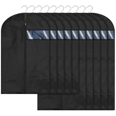 (8 pieces, black) Dust cover for suit, hanging garment bag for home, three-dimensional dust cover for clothes