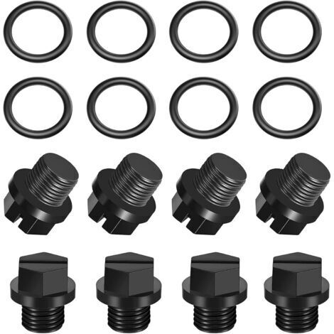 8 Pièces Bouchon de Vidange pour Piscine Pièces de Pompe Vidange Piscine Bouchon de Vidangei avec Joints, Noir