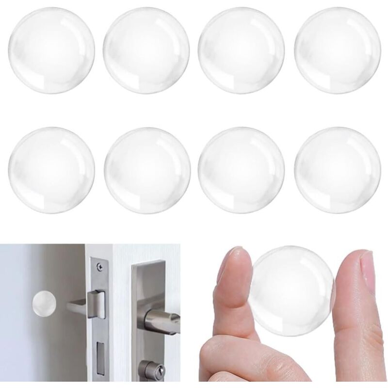 8 Pièces Butée de Poignée de Porte Murale Adhésive Arret Porte Transparen,40 x 8mm Tampon Porte et Amortisseur Porte Placard,Coussin de Protection