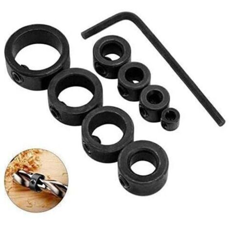 8 Pièces Butée de Profondeur de Foret, 3-16 mm, Butée de Profondeur Colliers Anneau Positionneur avec Clé Hexagonale (8)..DEBUNS