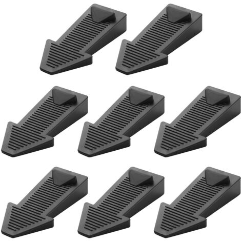 8 pièces Cale Porte Sol Caoutchouc, Antidérapante Bloc Hauteur Réglable Arrêt de Porte, Non Toxique, Non Odeur, pour Carrelage, Sol - Noir