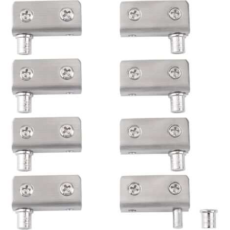 8 pièces Charnière pivotante, Acier réglable, Antidérapant, Pour porte verre 5-8mm, Armoire vitrine