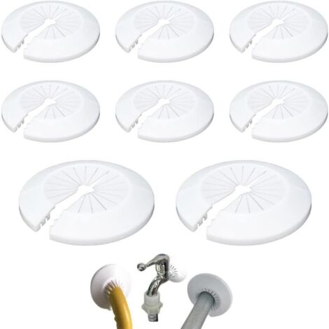 8 Pièces Colliers de Tuyau de Radiateur Couvercle Blanc Solide Pipe Plastique Décoration Cache Tuyaux Plomberie pour Tuyau de Chauffage D'eau 16-40mm Rosace de Radiateur