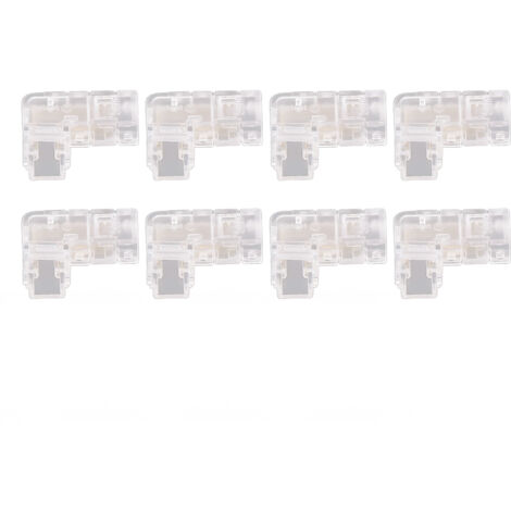 8 Pièces Connecteurs en L pour Bandes LED COB 5mm, Transparents sans Soudure, Adaptateur d'Extension sans Espace