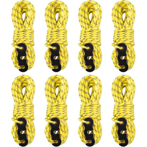 8 Pièces Corde De Tente, Nylon Réfléchissant 3mm, Avec Tendeur Aluminium, Pour Camping Randonnée