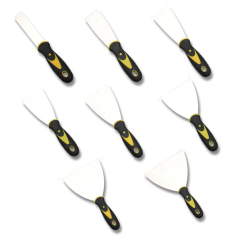 8 Pièces Couteau à Enduire, Better Jeu de Spatules en Acier Inoxydable Spatule Bricolage 24/40/49/63/74/98/124/150 mm pour DIY Décoration Enlèvement de Peinture