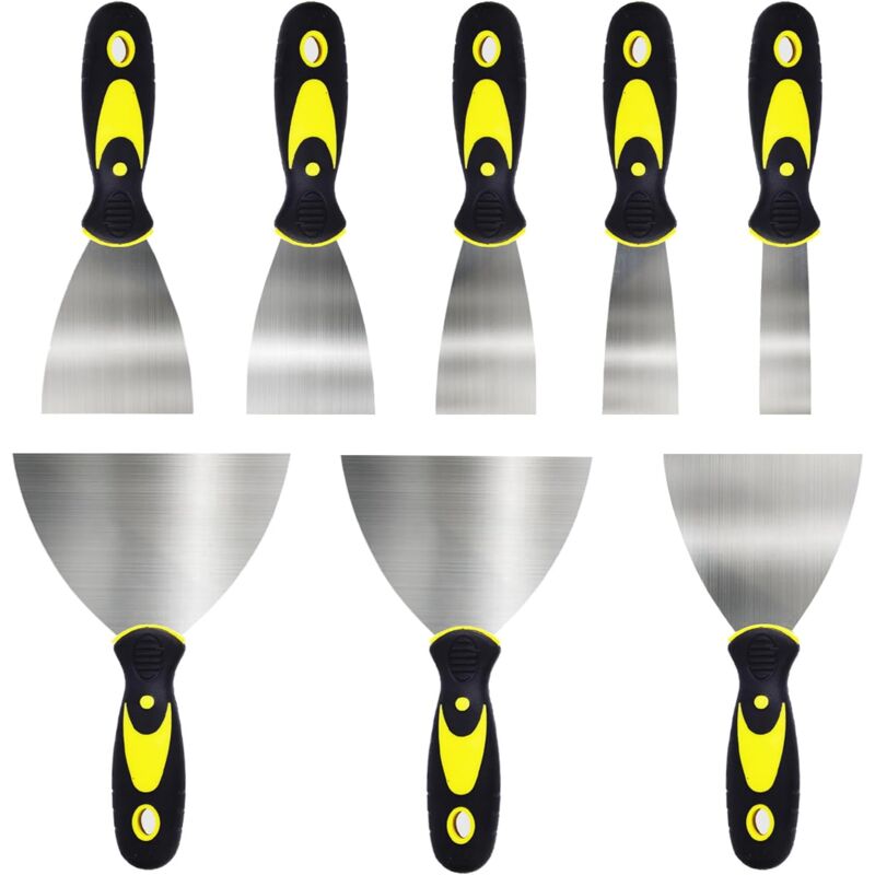 8 Pièces Couteau à Enduire, Jeu de Spatules en Acier Inoxydable Spatule Bricolage 25/40/50/60/75/100/125/150 mm pour DIY Décoration Enlèvement de