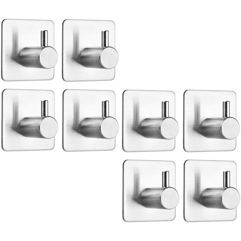 Sinbinta - 8 Pièces Crochet Adhésif Autocollant, Crochet Serviette Mural de Salle de Bains, Porte Serviette en Acier Inox, Crochet Torchon Cuisine,