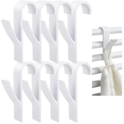 8 pièces Crochet Radiateur sèche serviette, Crochet, Seche Serviette Salle de Bain pour Radiateurs plastique Blanc,