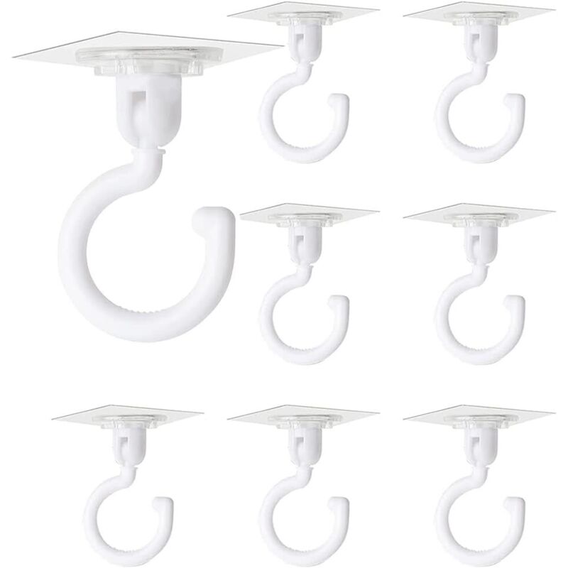 8 Pièces Crochets Auto-adhésifs Transparents Crochet Rotatif à 360 Degrés Crochet Adhésif Puissant Plafond Crochets Muraux Sans Perçage pour Sall