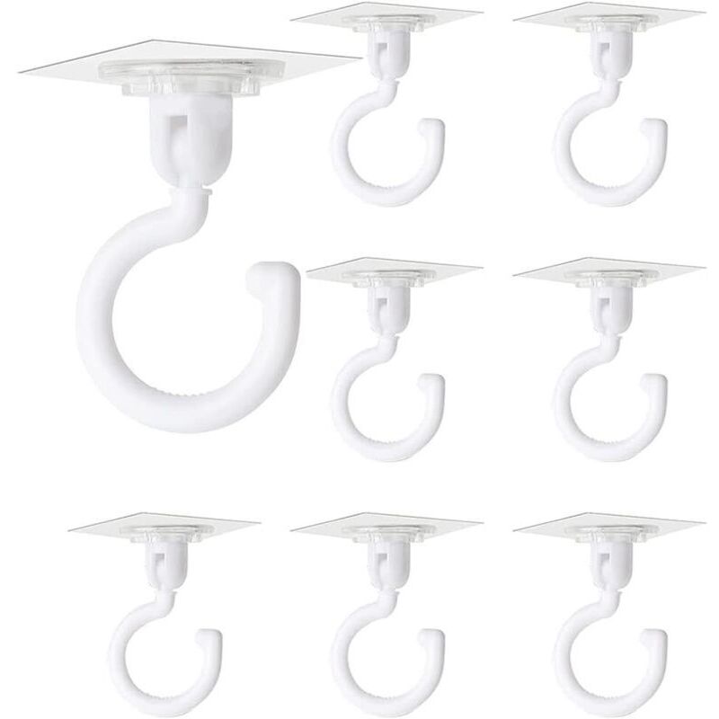 8 Pièces Crochets Auto-adhésifs Transparents Crochet Rotatif à 360 Degrés Crochet Adhésif Puissant Plafond Crochets Muraux Sans Perçage pour Sall