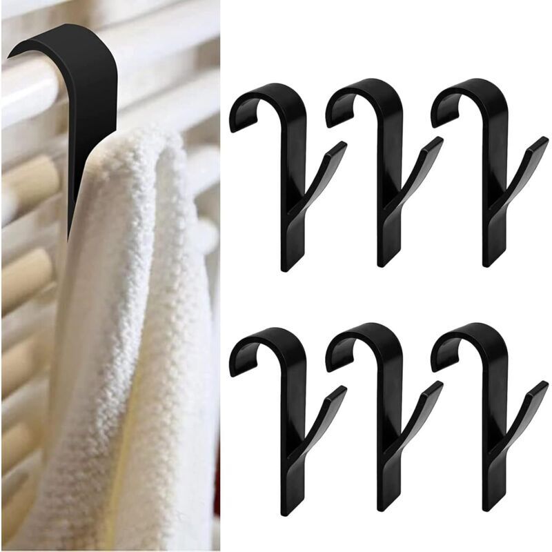 8 Pièces Crochets de Radiateur à Serviettes, Crochets à Serviettes en Plastique Ménagers,Crochet Serviette Salle de Bain Noir Accessoires de Crochets