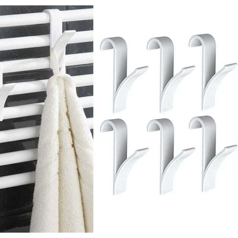 8 pièces Crochets de Radiateur à Serviettes,Crochet Radiateur Sèche Serviette,Crochet pour Radiateurs Plastique Blanc, Patères Radiateur de Salle de