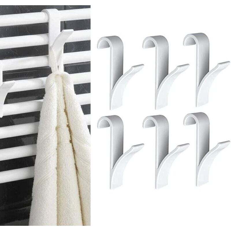 8 pièces Crochets de Radiateur à Serviettes,Crochet Radiateur Sèche Serviette,Crochet pour Radiateurs Plastique Blanc, Patères Radiateur de Salle de