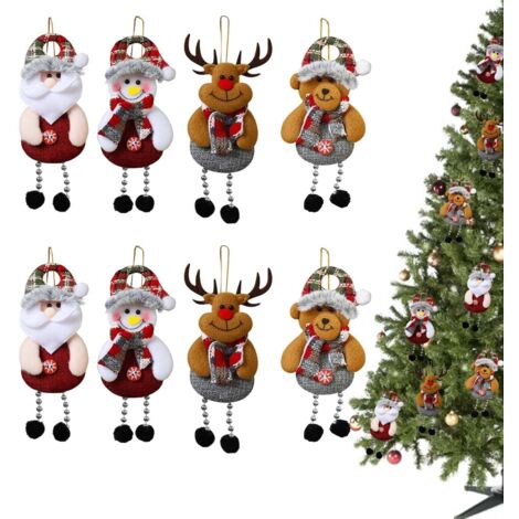 8 Pièces Decoration Noel Sapin Poupée Accrocher Décorations Pendentif,Deco Sapin De Noel Ours Bonhomme De Neige Père Noël Elk avec Corde Deco Noel Sapin Ornements De Pendentif d'arbre