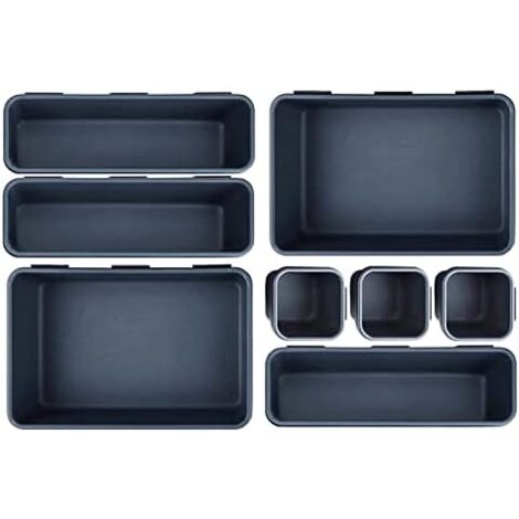 8 Pieces Desk Drawer Organizer, Plastic Drawer Dividers Drawer Dividers with 3 Sizes Storage Bins for Makeup, Office, Bathroom, Kitchen