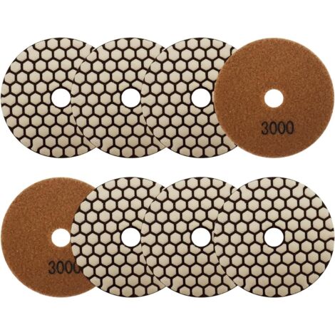 8 Pièces - Disque Diamant - Tampon Polissage - Grain 3000 Pour Granit Marbre Quartz - Usage Sec Compatible Meuleuse D'angle - Noir - 100x1,5mm