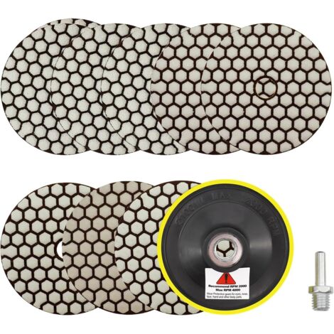8 Pièces - Disque Diamant - Tampon Polissage - Pour Granit Marbre Pierre - Sec Rapide Durable - Noir Gris - 100x3mm
