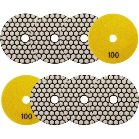 8 Pièces - Disque Diamant - Tampon Polissage - Pour Granit Marbre Pierre - Usage Sec Meuleuse Angle - Noir - 100mm