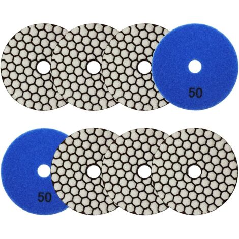 8 Pièces - Disque Diamant - Tampon Polissage - Pour Granit Marbre Pierre - Usage Sec Meuleuse Angle - Noir - 10x10cm