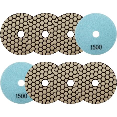 8 Pièces - Disque Diamant - Tampon Polissage - Pour Granit Marbre Quartz - Polissage À Sec - Noir - 100mm