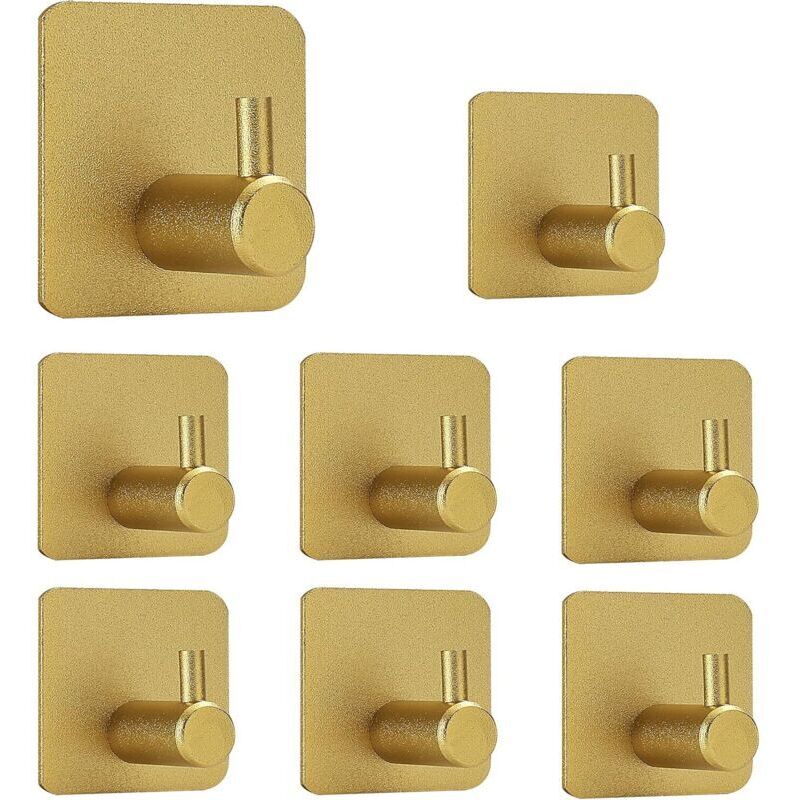 8 Pièces D'Or Crochet Adhesif Crochet Mural Accessoire Salle De Bain Peut êTre Utilisé Comme Porte Serviette Salle De Bain Porte Torchon Crochet