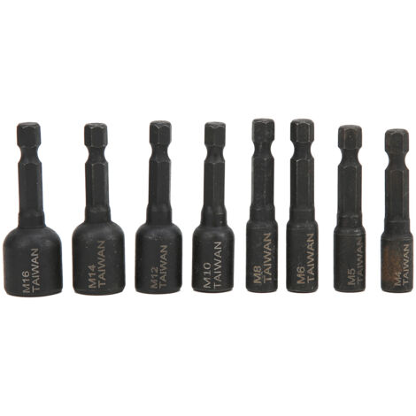 8 Pièces Douilles à Chocs Haute Dureté Acier Allié 1/4" Hexagonal pour Accessoires de Tournevis à Air