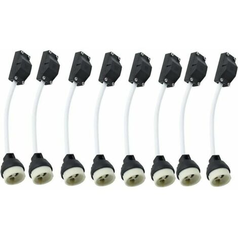 8 pièces douilles en céramique Gu10 avec connecteur de câble 2a 250v support de lampe Gu10 adaptateur de Base de douille avec câble isolé