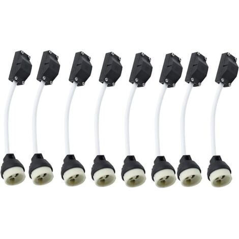 Pack De 6) Gu10 Support De Lampe Base En Céramique Et Bornier / Pont Avec Câble Et Manchon D'isolation - Adaptateur De Connecteur De Douille D'ampoule Pour Led Et Halogène | FR