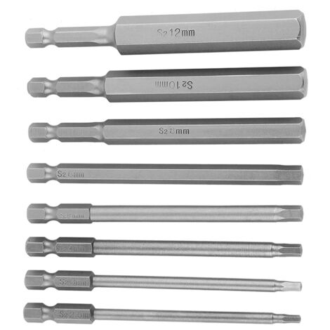 8 pièces embouts de vissage BST 1/4" hexagonale 100mm pour tailles 2.5-12mm, kit professionnel