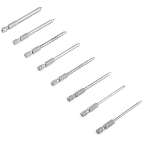 8 pièces embouts magnétiques hexagonaux 75mm pour vis cruciformes, queue 1/4"