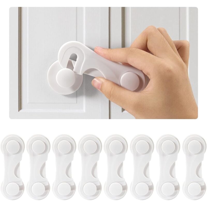 8 Pièces Enfant Bloc Porte Securite BéBé, Protection Bebe pour Placard Armoires, Tiroirs, Fours, Réfrigérateurs, Adhésif Fort sans Perçage