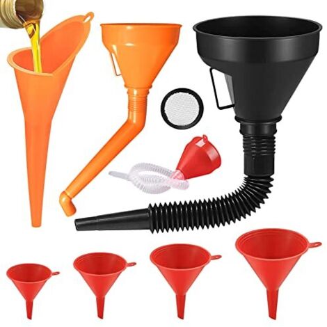 8 Pièces Entonnoir Carburant, Multifonctions Huile Moteur, Essence, avec Tuyau et Bec Amovible, pour Voiture, Atelier Maison -