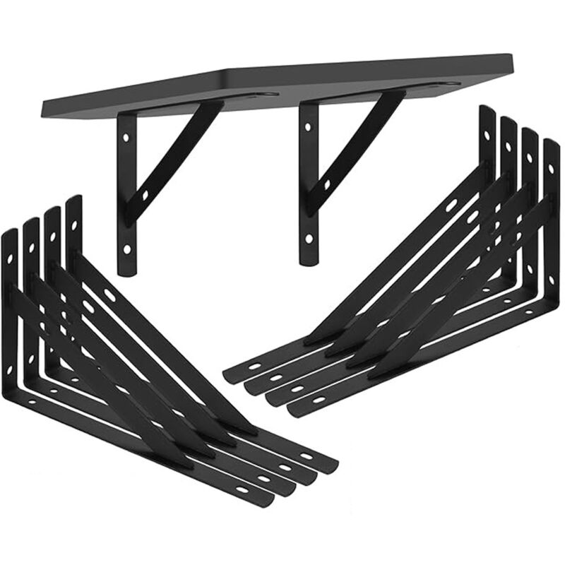 Sinbinta - 8 Pièces Equerre Etagere Murale, Supports Triangulaires Angulaires Droits de 90 Degrés, Support d'angle brace pour Salon Chambre