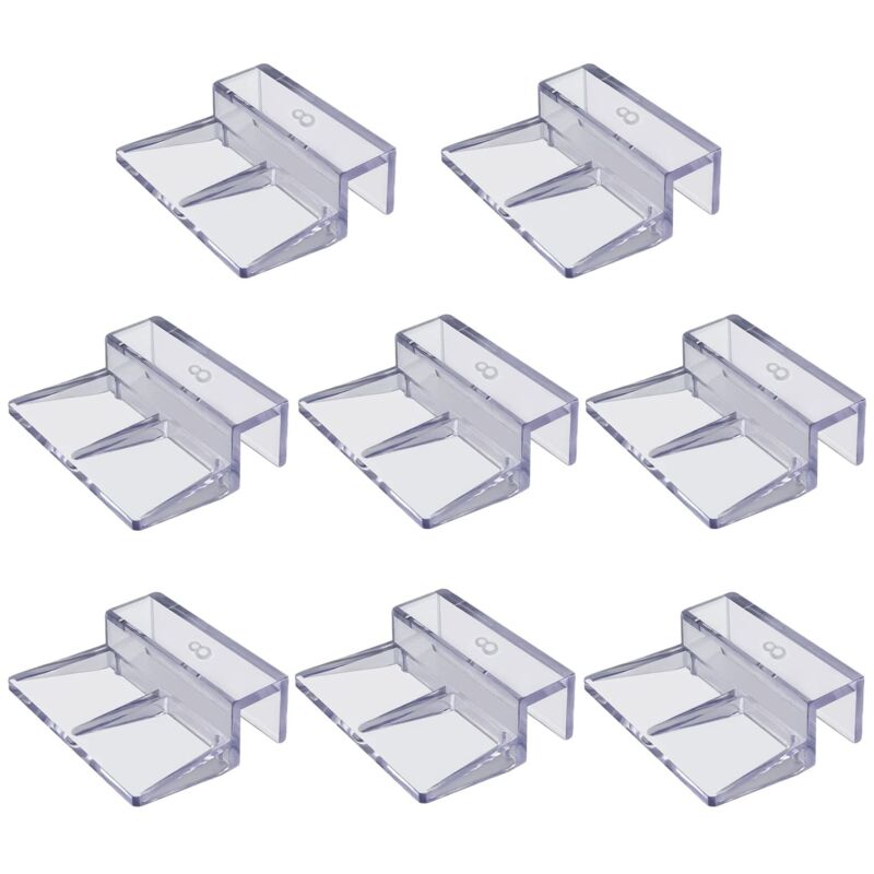 8 clips de protection pour verre, support universel pour aquarium sans rebord (transparent) (8 mm)