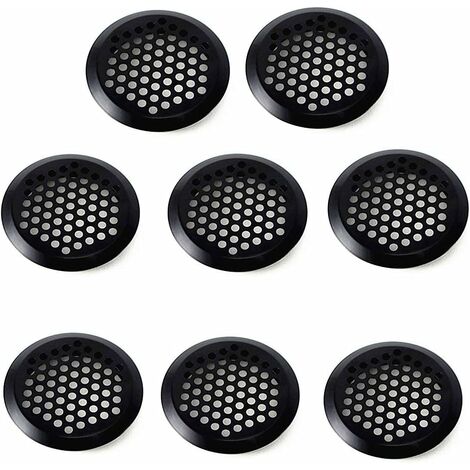 8 Pièces Grille de Ventilation Murale Ronde Grille de Ventilation en Métal de 35mm avec Filet Insecte (Noir)