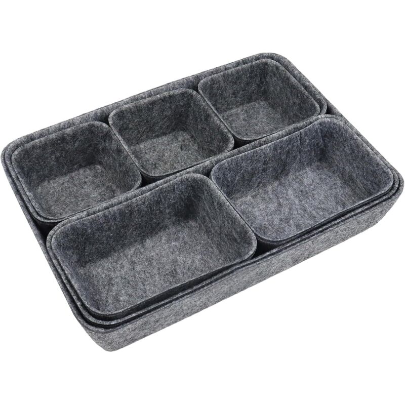8 Pièces (Gris Foncé) Organisateur Tiroir, Rangement Tiroir En Feutre , Pour Salle De Bain Coiffeuse Bureau