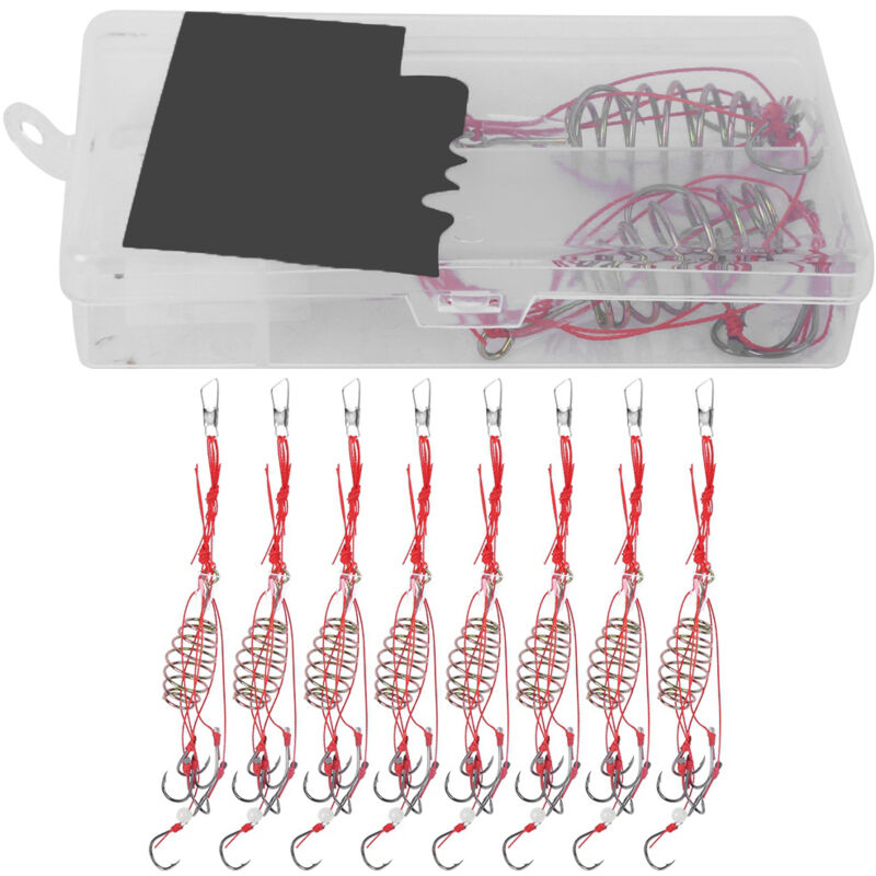 8 Pièces Hameçons de Pêche Luminescents avec Ressorts en Acier Inoxydable et Cage Appât
