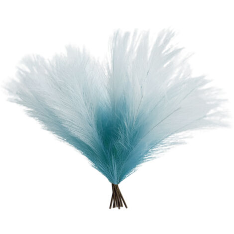 8 Pièces Herbe de Pampa Artificielle Bleu Dégradé, Remplissage de Vase Moderne pour Décoration Maison Bureau Fêtes