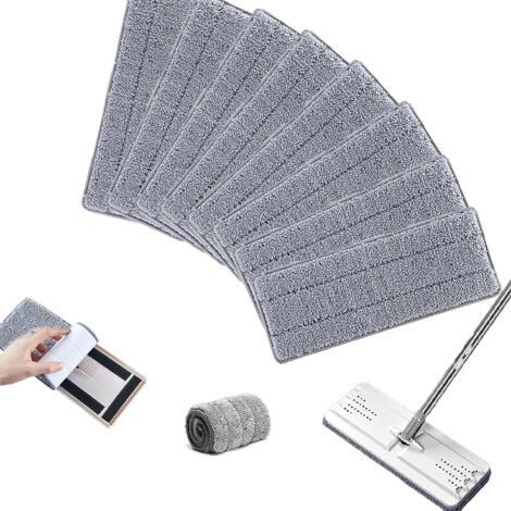 8 Pièces Housse de Nettoyage de Rechange, Vadrouille Remplacement Housse, Tampon de Nettoyage de Tête de Balai de Ménage en Microfibre, pour la Plupart des Planchers