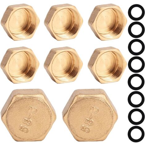 8 Pièces Laiton Bouchons, Bouchon Laiton Femelle, Laiton Bouchon Robinet, Bouchon Plomberie, Capuchon Fileté en Laiton, pour le Chauffage Et l'installation d'Eau Potable