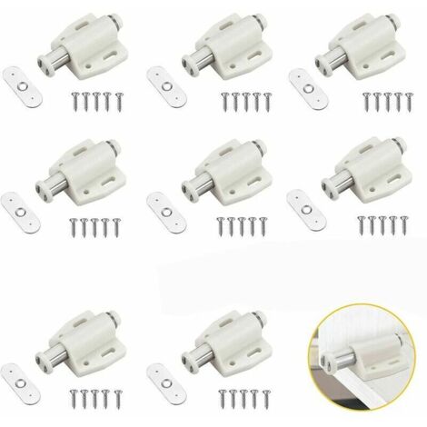 8 Pièces Loquet de Porte Magnétique à Ressort, Push to Open Aimant Porte Placard Loquet Magnetique Poussoir Loqueteau Magnétique à Pression Fermeture Aimantée Placard