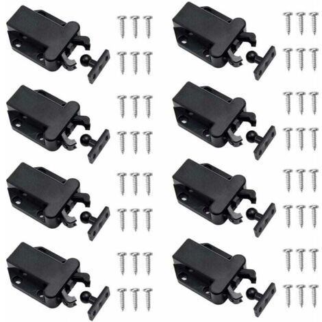 8 Pièces Loquets à Libération Tactile Loqueteau Pousse Lache Loquets de Porte Non Magnétiques pour Placard Meubles Porte Armoire Loquet Tactile Noir 68X42.2X17mm——