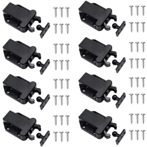 8 Pièces Loquets à Libération Tactile Loqueteau Pousse Lache Loquets de Porte Non Magnétiques pour Placard Meubles Porte Armoire Loquet Tactile Noir
